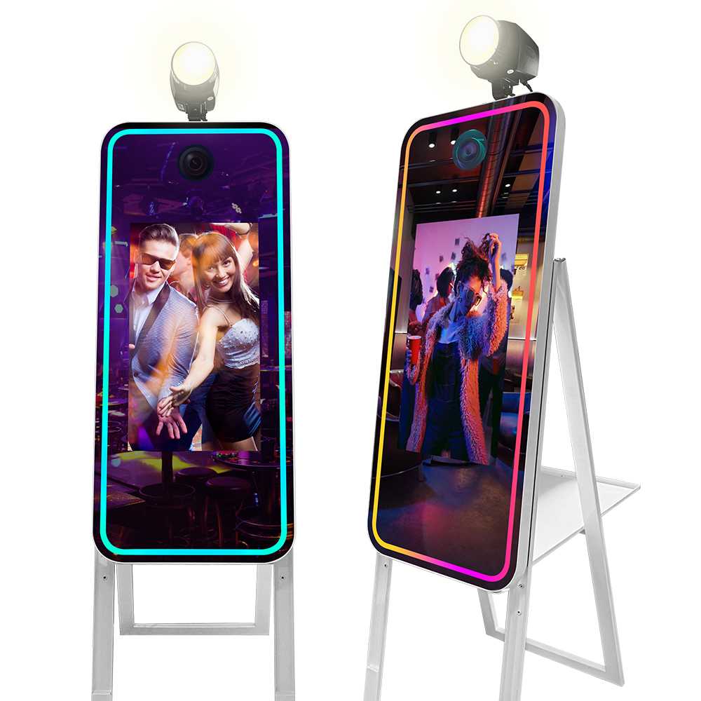wedding events photobooth portable selfie magic mirror photo booth touch screen machine led frame kiosk with camera and printer 5