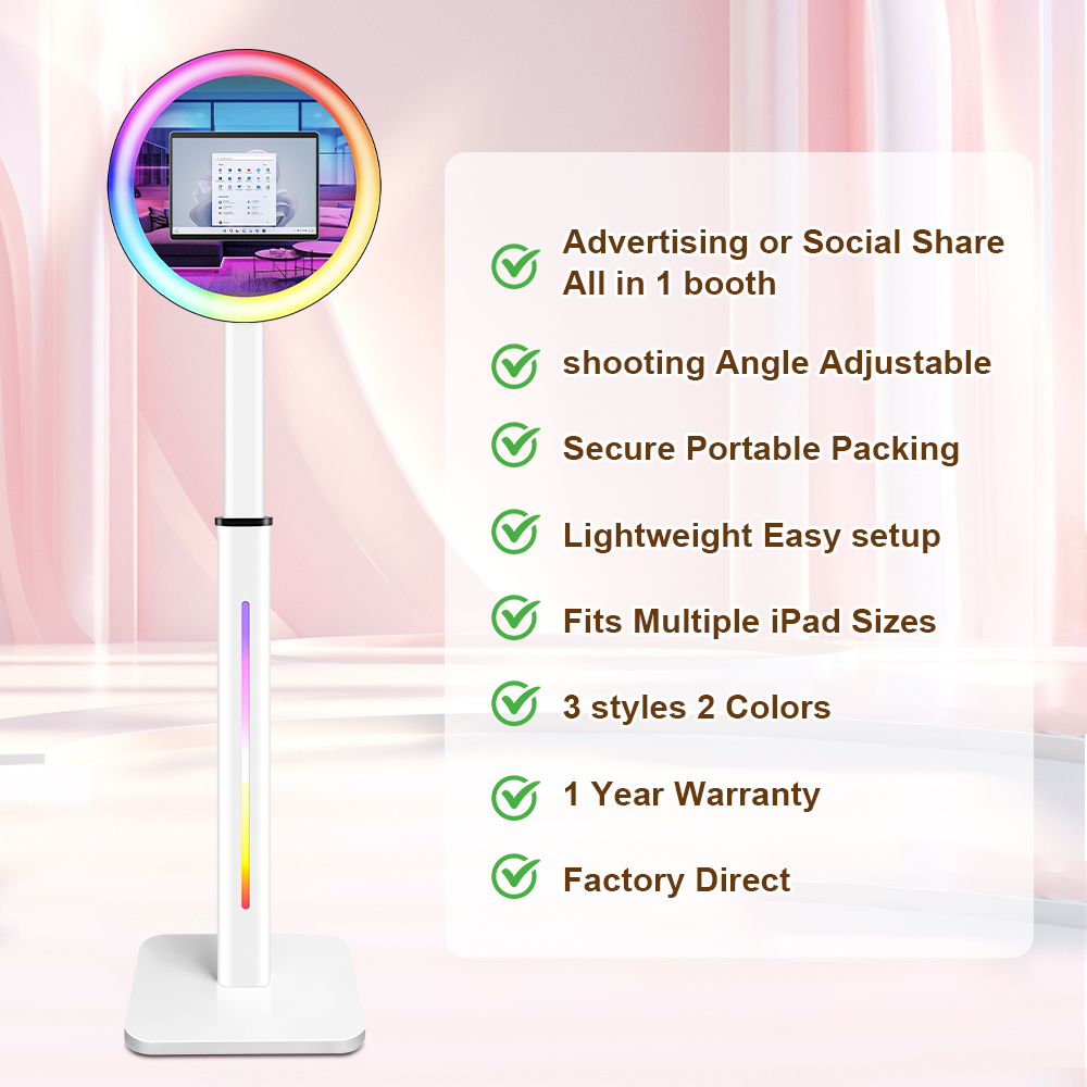 rgb dimmable led ring light photobooth social booth roamer magic mirror selfie booth for ipad photo 67