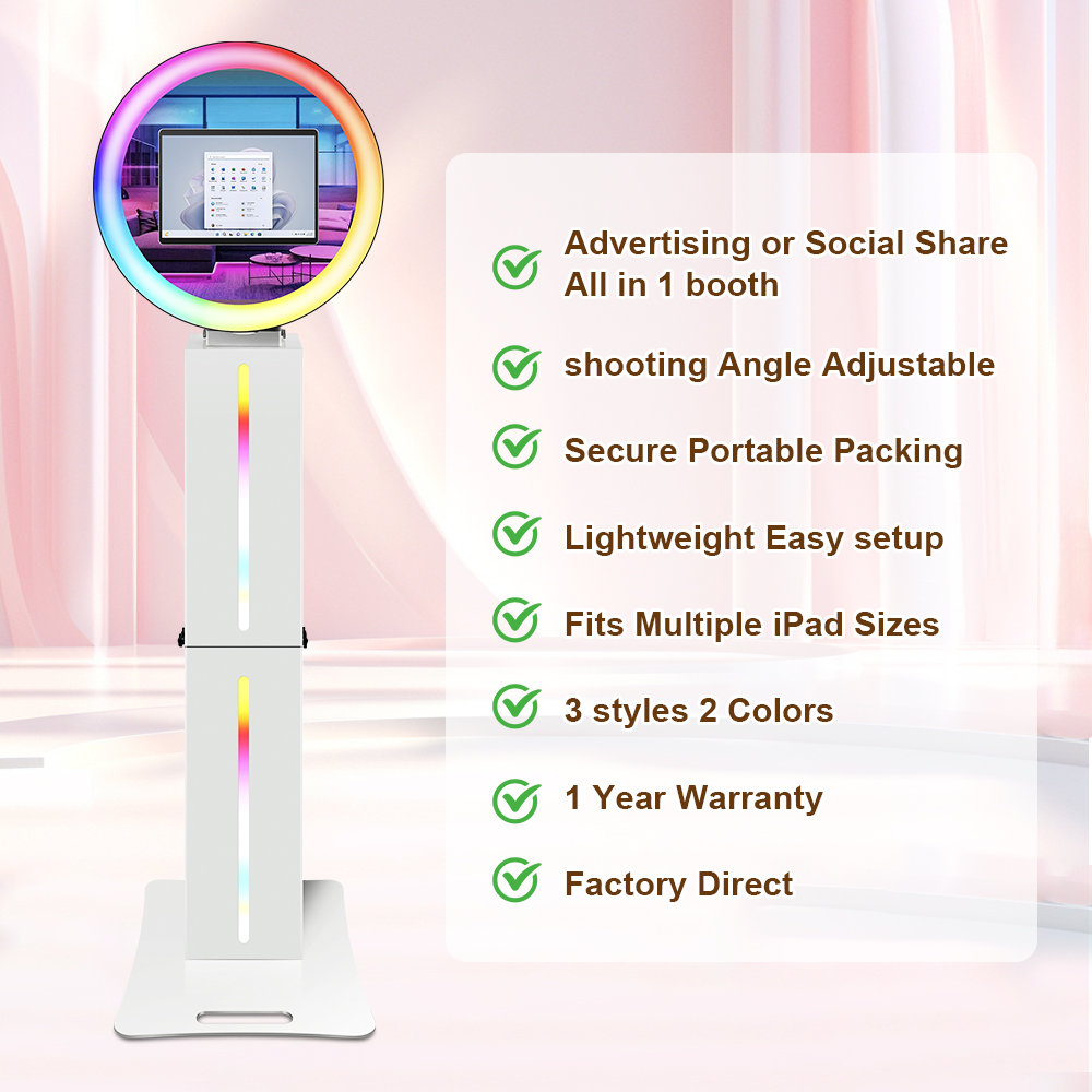 rgb dimmable led ring light photobooth social booth roamer magic mirror selfie booth for ipad photo