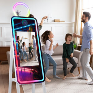Portable 40'' Magic Mirror Photo Booth: All-in-One Camera, Printer & Touchscreen Kiosk for Unforgettable Selfies 0137