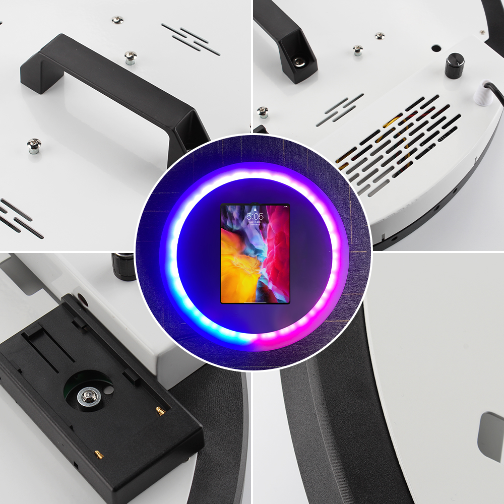 Unleash studio quality anywhere: 13" iPad Mini OLED Roaming Selfie Stand with LED Ring Light - The Ultimate Portable Photo Booth Case 0128