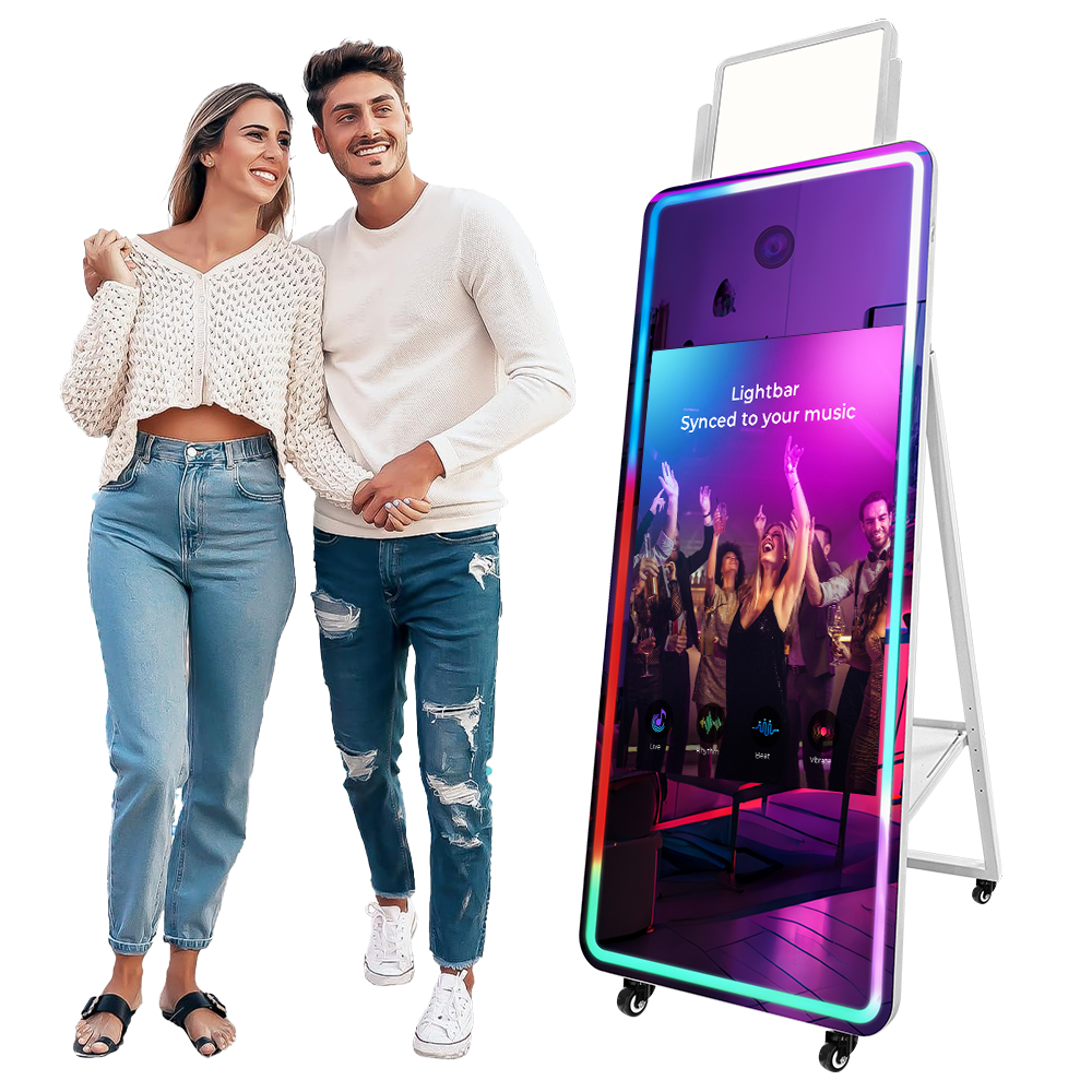 70 Inch Mirror Photo Booth Machine with Camera and Printer, Portable Selfie Magic Mirror Photo Booth Touch Screen Kiosk 022