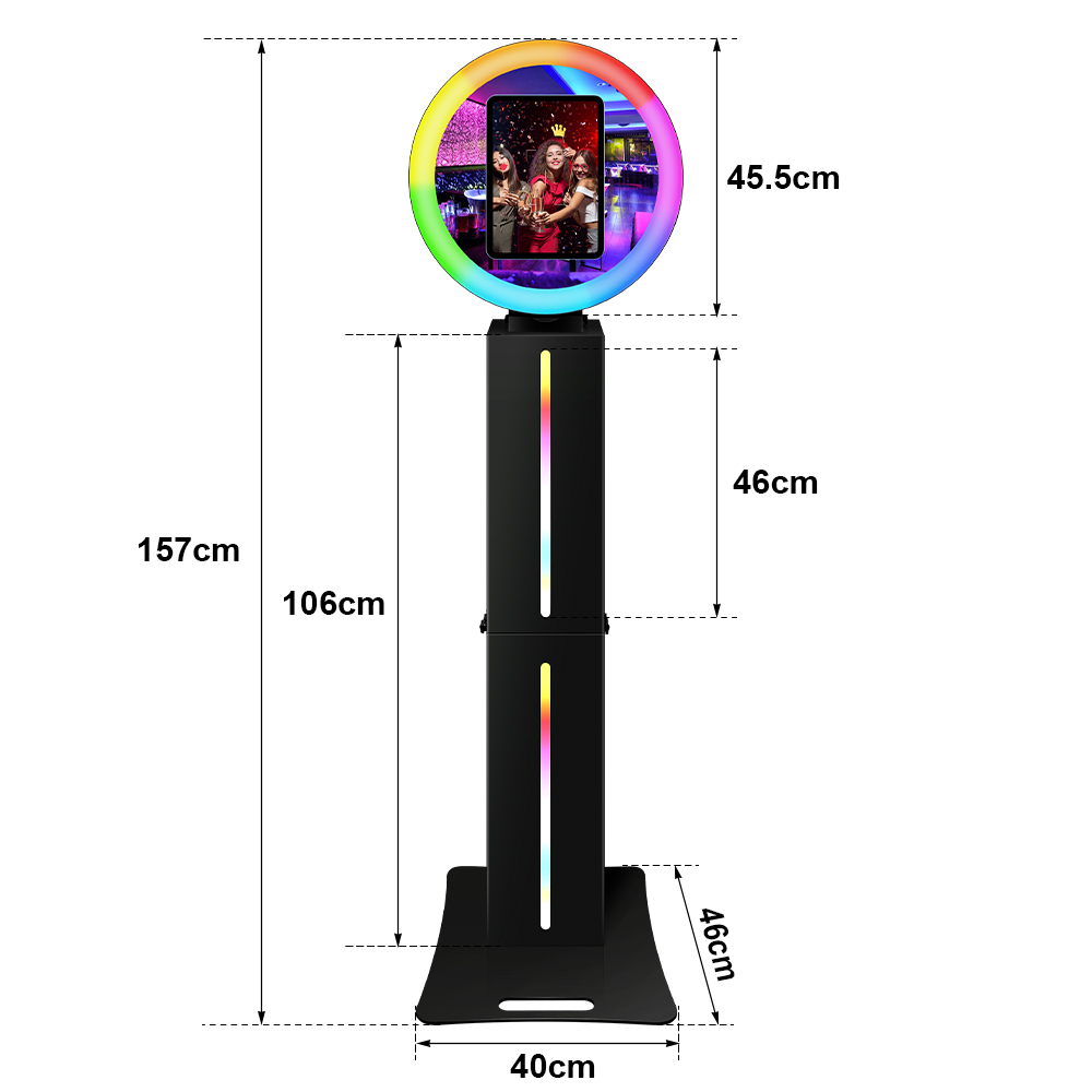 2024 New Black Portable Ring Light Selfie Booth with Flight Case for Wedding, Birthday Party, Dinner and Other Scenes iPad Photo Booth 12