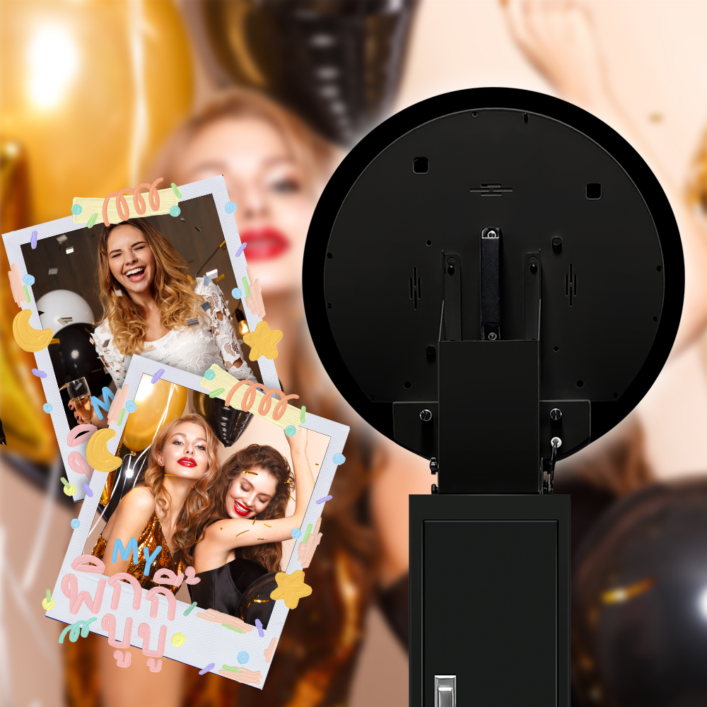2024 New Black Portable Ring Light Selfie Booth with Flight Case for Wedding, Birthday Party, Dinner and Other Scenes iPad Photo Booth 6