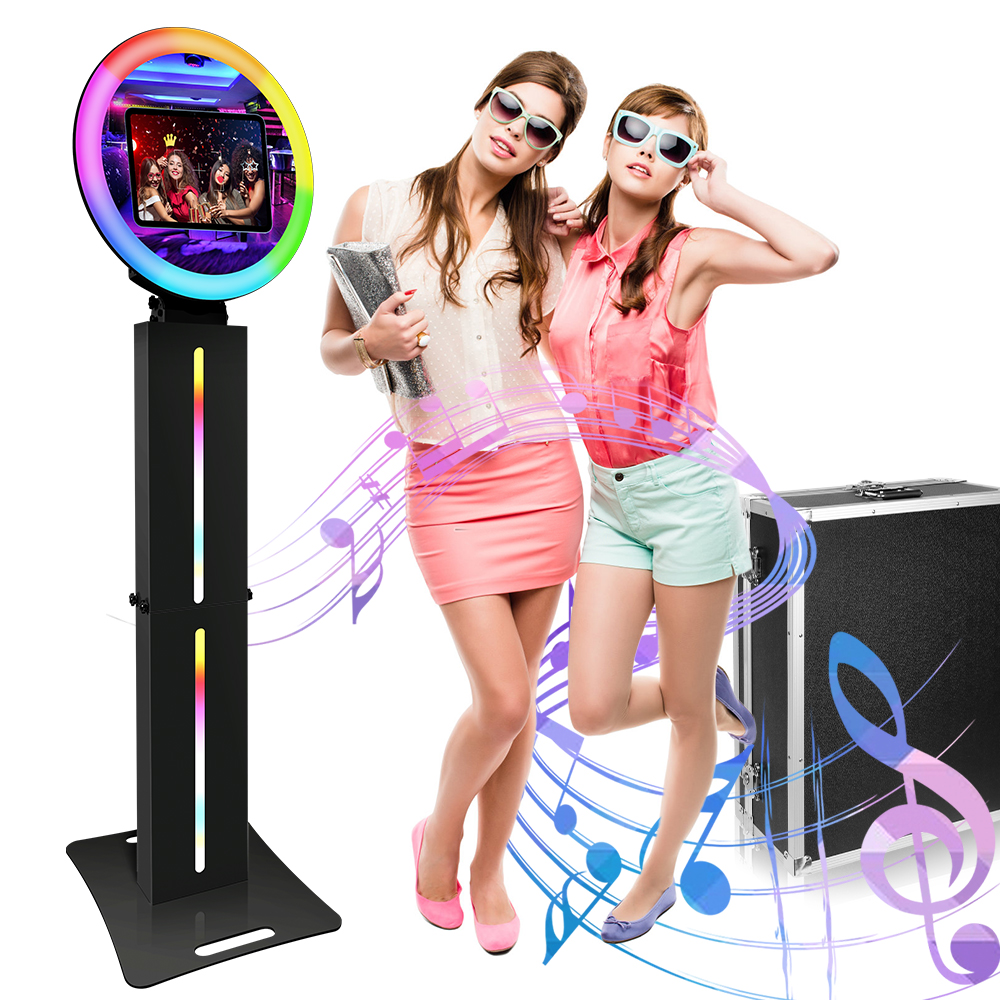 2024 New Black Portable Ring Light Selfie Booth with Flight Case for Wedding, Birthday Party, Dinner and Other Scenes iPad Photo Booth 3