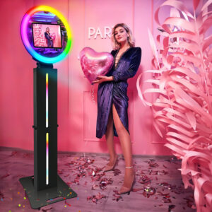 New black portable ring light selfie booth with flight case, suitable for 9.7-10.5-11-12.9 inch iPad photo booth 103