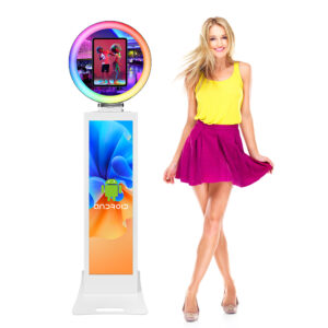 2024 New portable photo booth lcd screen stand kiosk metal iPad photo booth shell selfie photobooth machine for party events 009