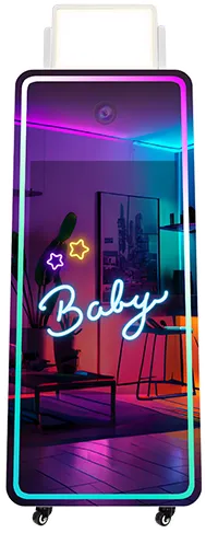 LED mirror photo booth with touch screen